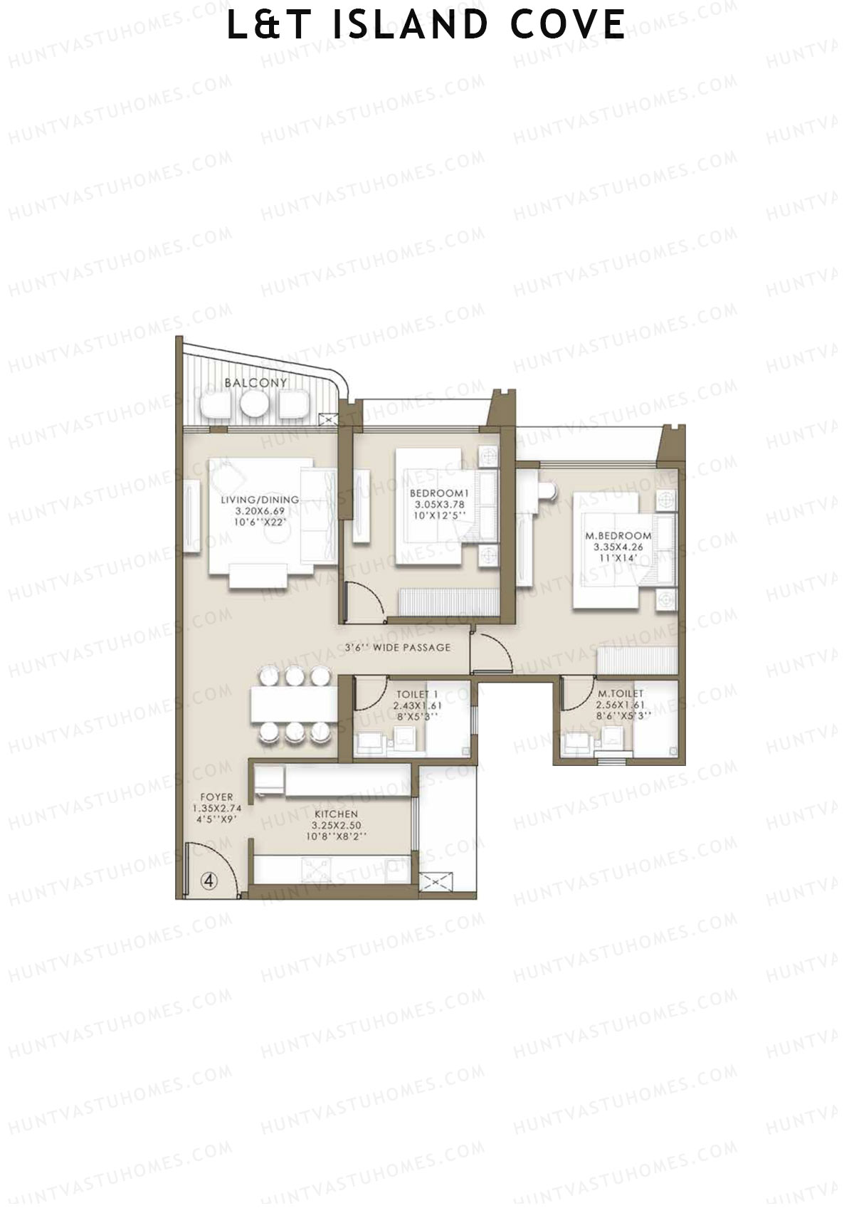 L&T Island Cove Tower 1 Unit 4 Floor Plan