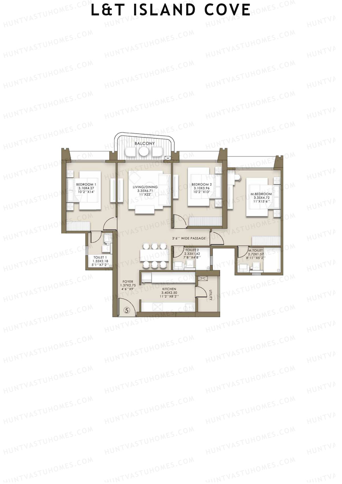 L&T Island Cove Tower 1 Unit 5 Floor Plan