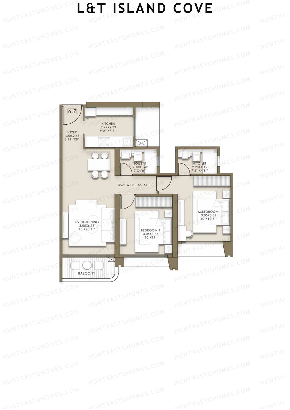 L&T Island Cove Tower 1 Unit 6 Floor Plan