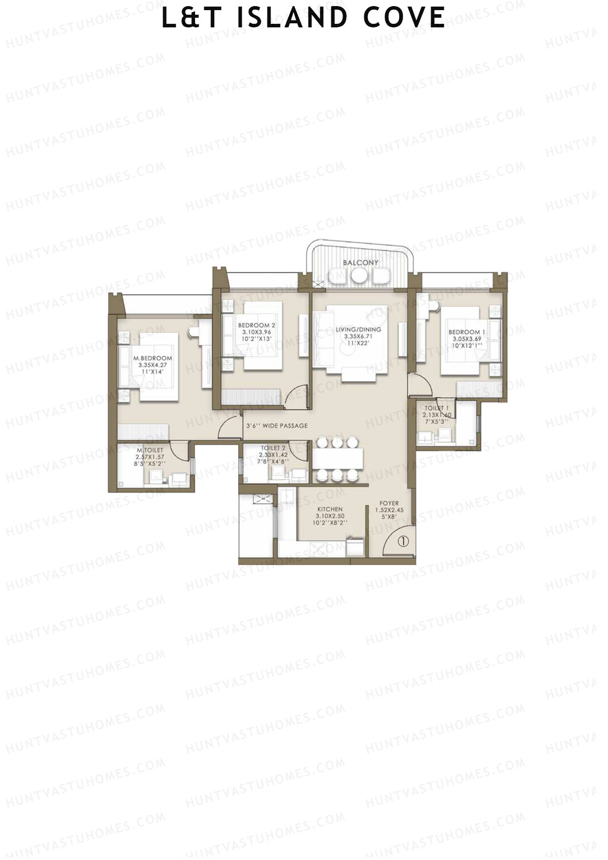 L&T Island Cove Tower 2 Unit 1 Floor Plan