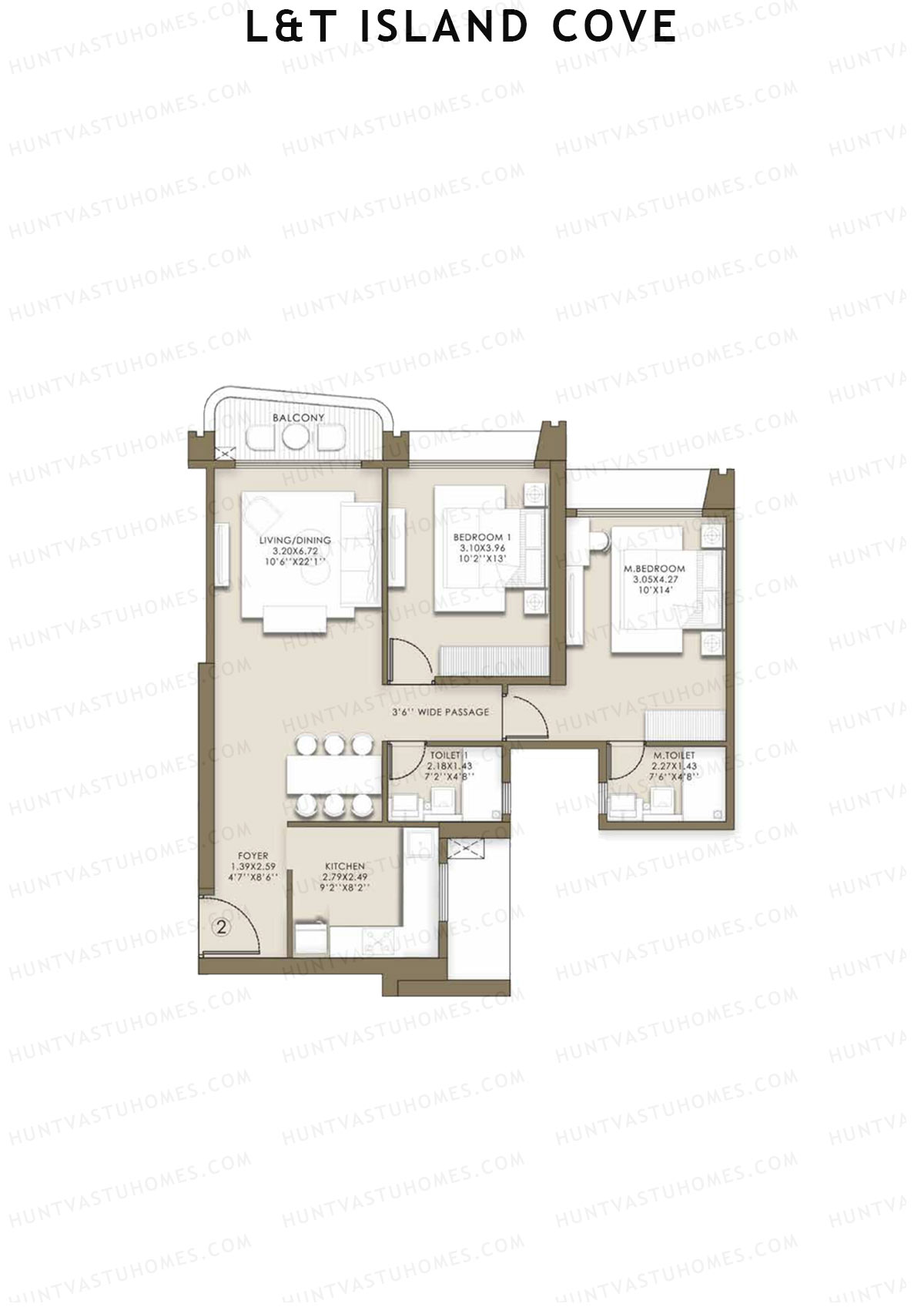 L&T Island Cove Tower 2 Unit 2 Floor Plan
