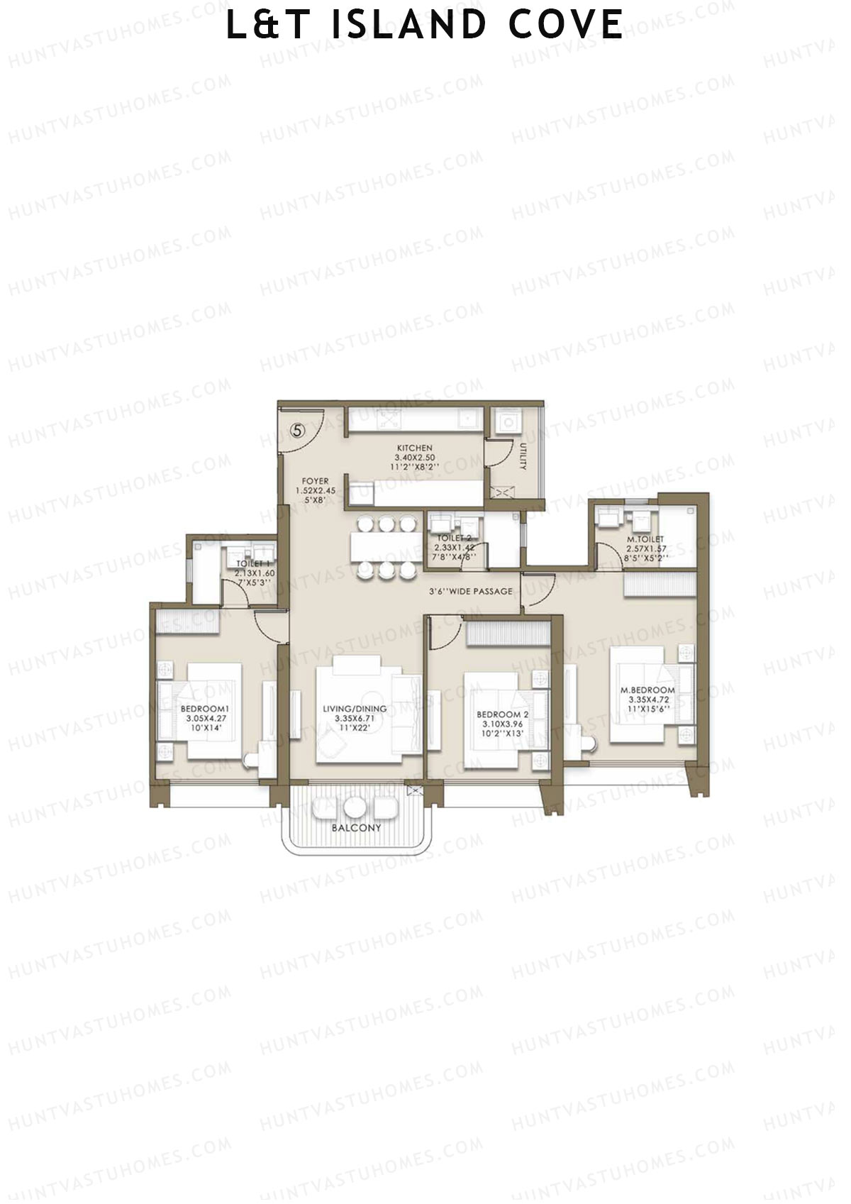 L&T Island Cove Tower 2 Unit 5 Floor Plan