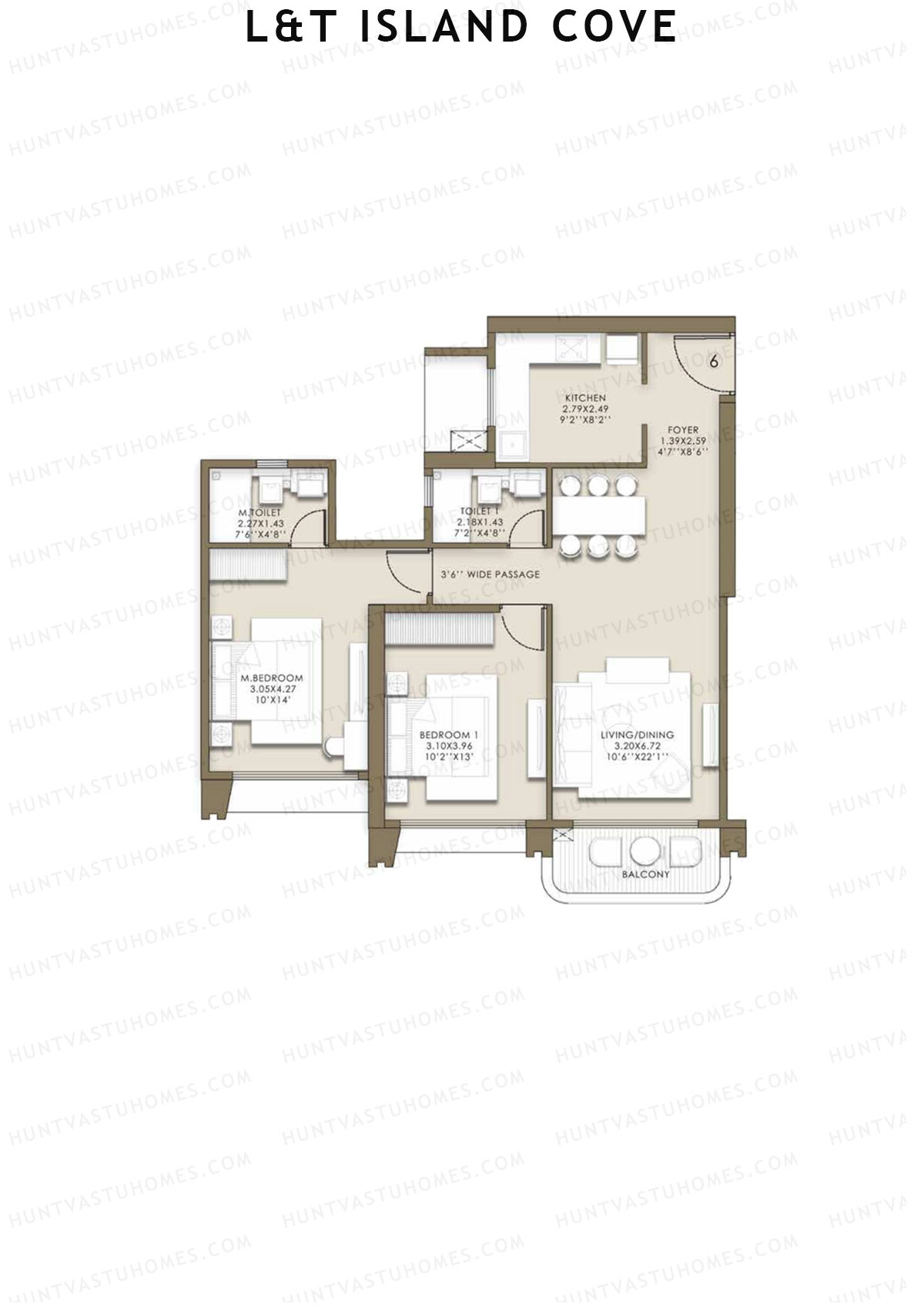 L&T Island Cove Tower 2 Unit 6 Floor Plan