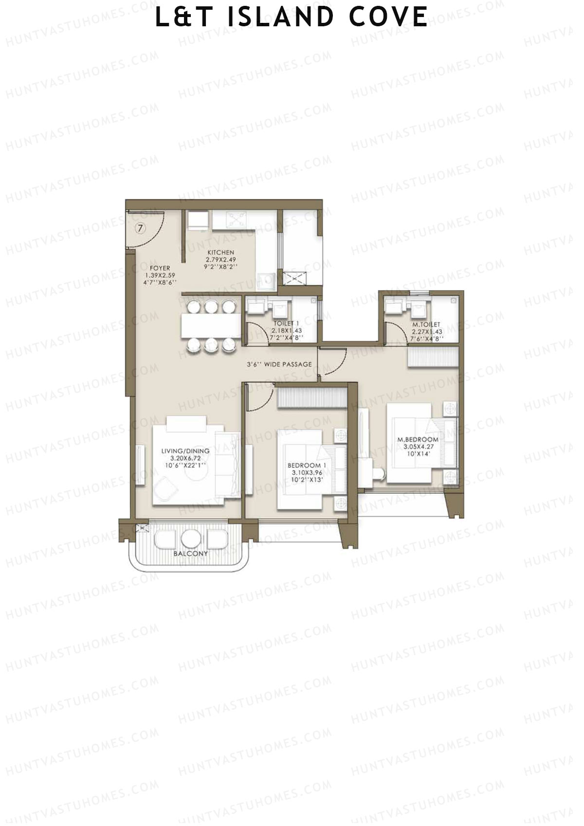L&T Island Cove Tower 2 Unit 7 Floor Plan