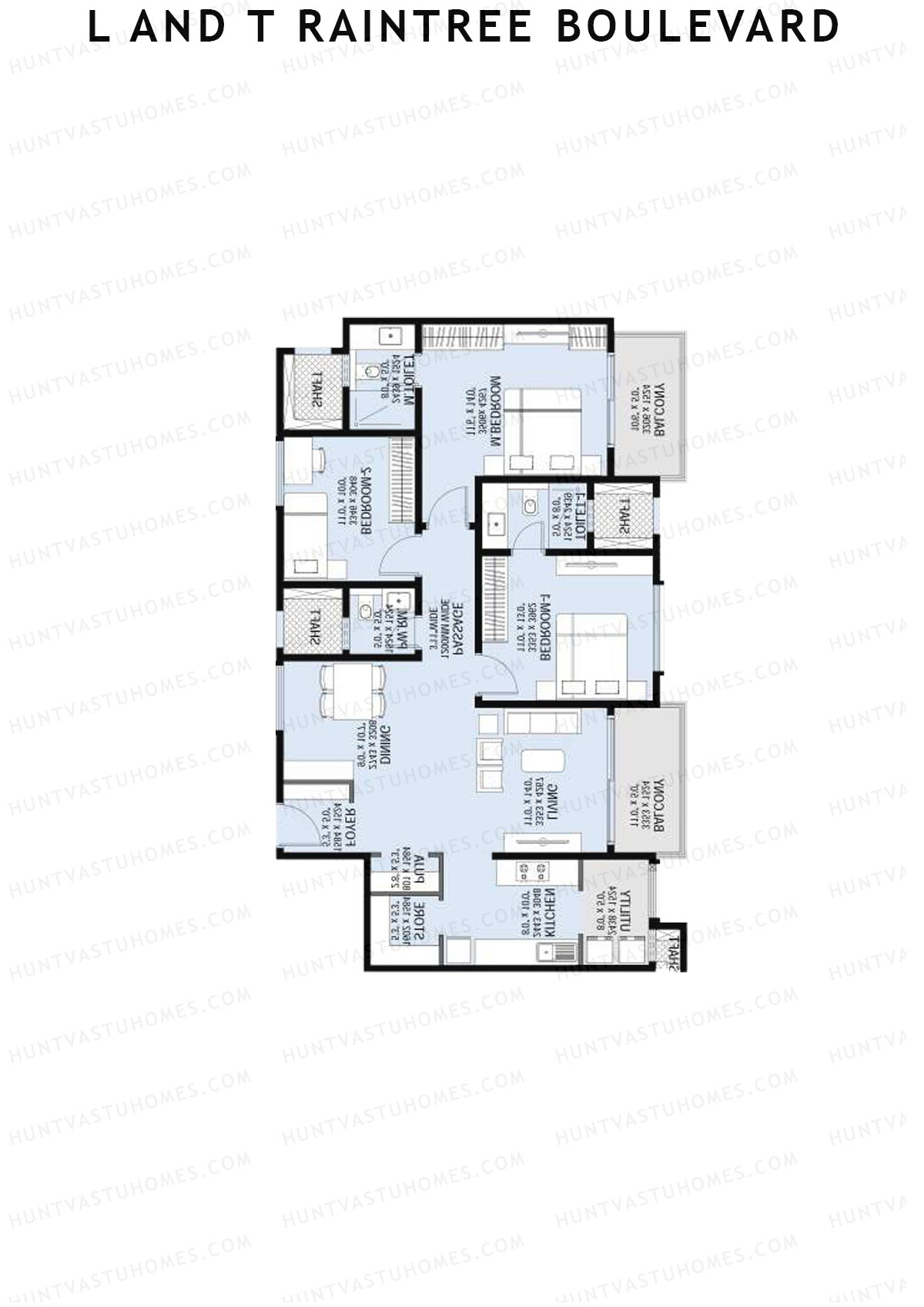 L and T Raintree Boulevard Tower 14 Unit 1 Floor Plan