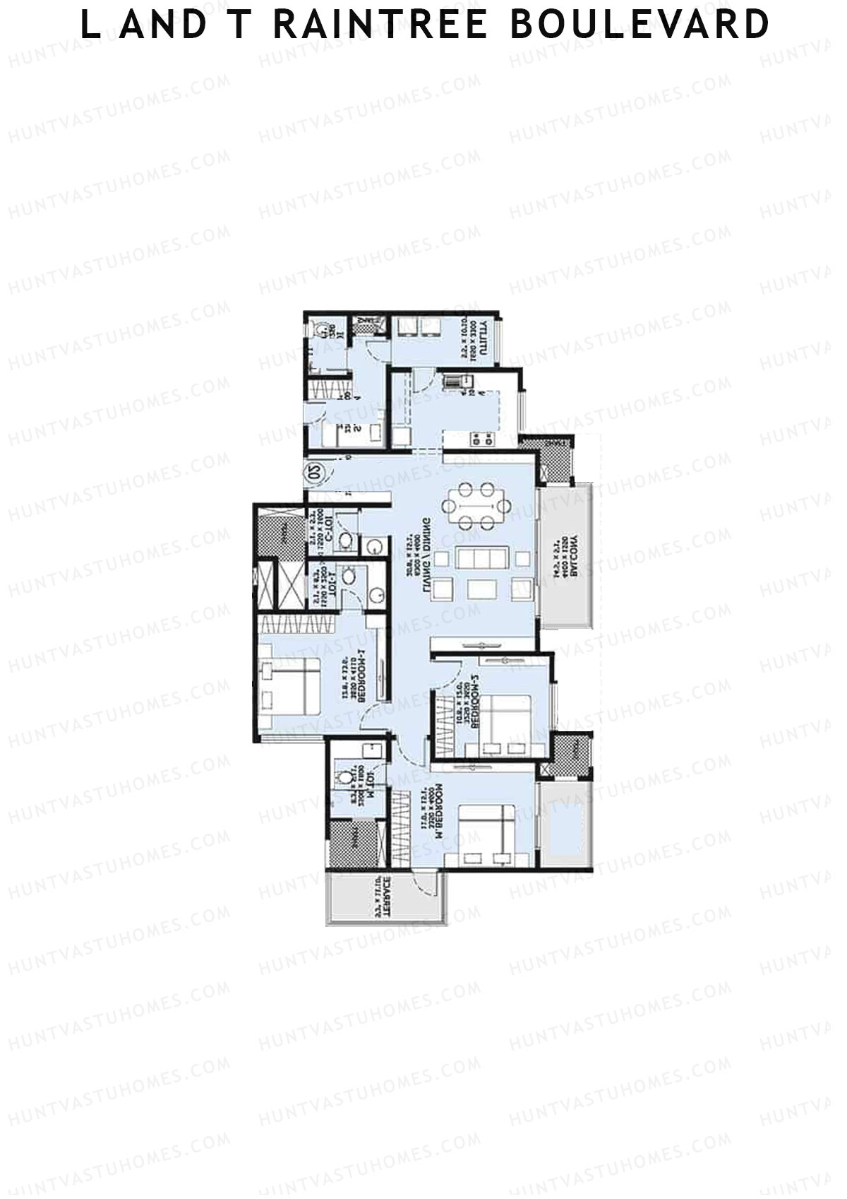 L and T Raintree Boulevard Tower 19 Unit 2 Floor Plan
