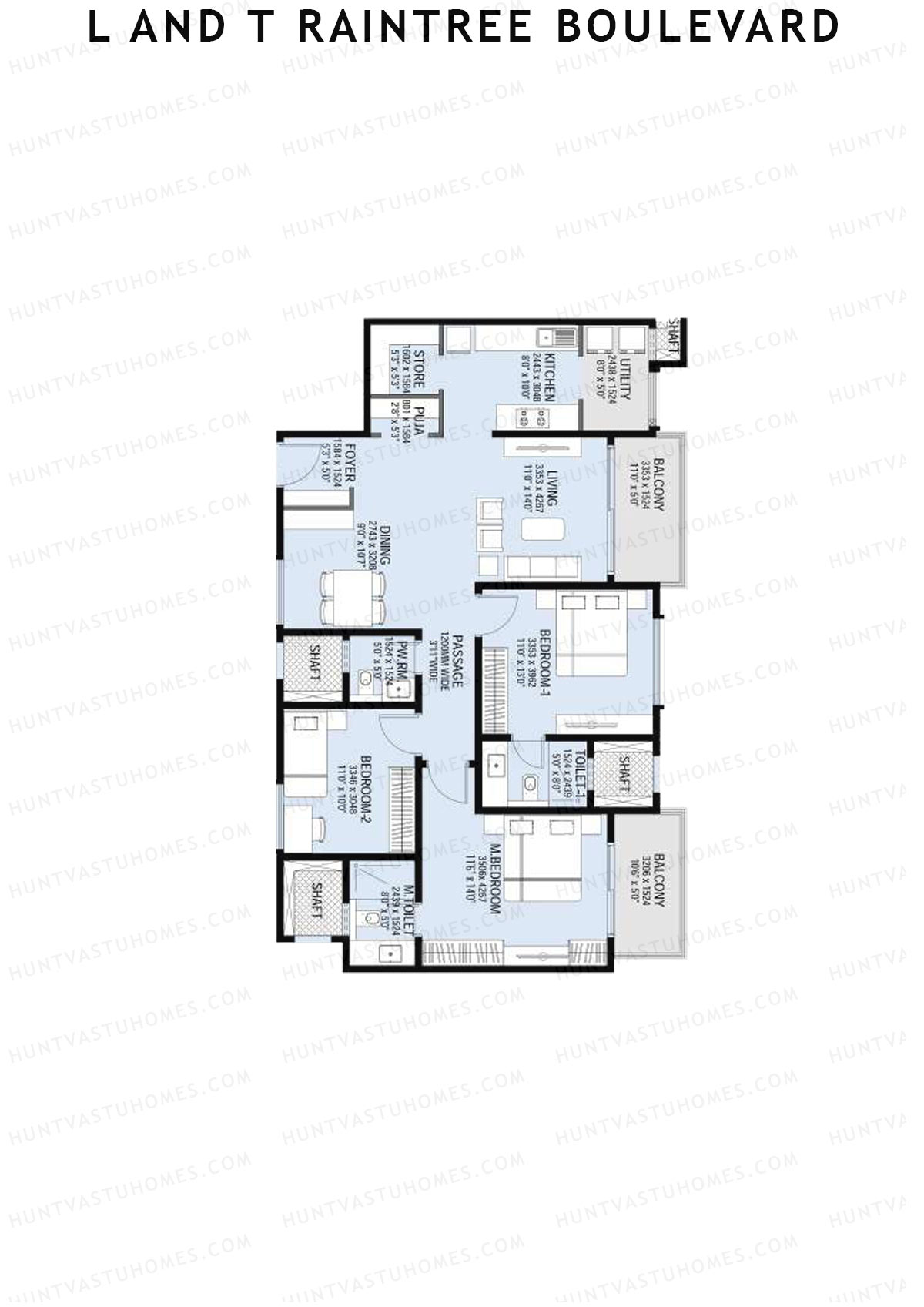 L and T Raintree Boulevard Tower 1 Unit 2 Floor Plan