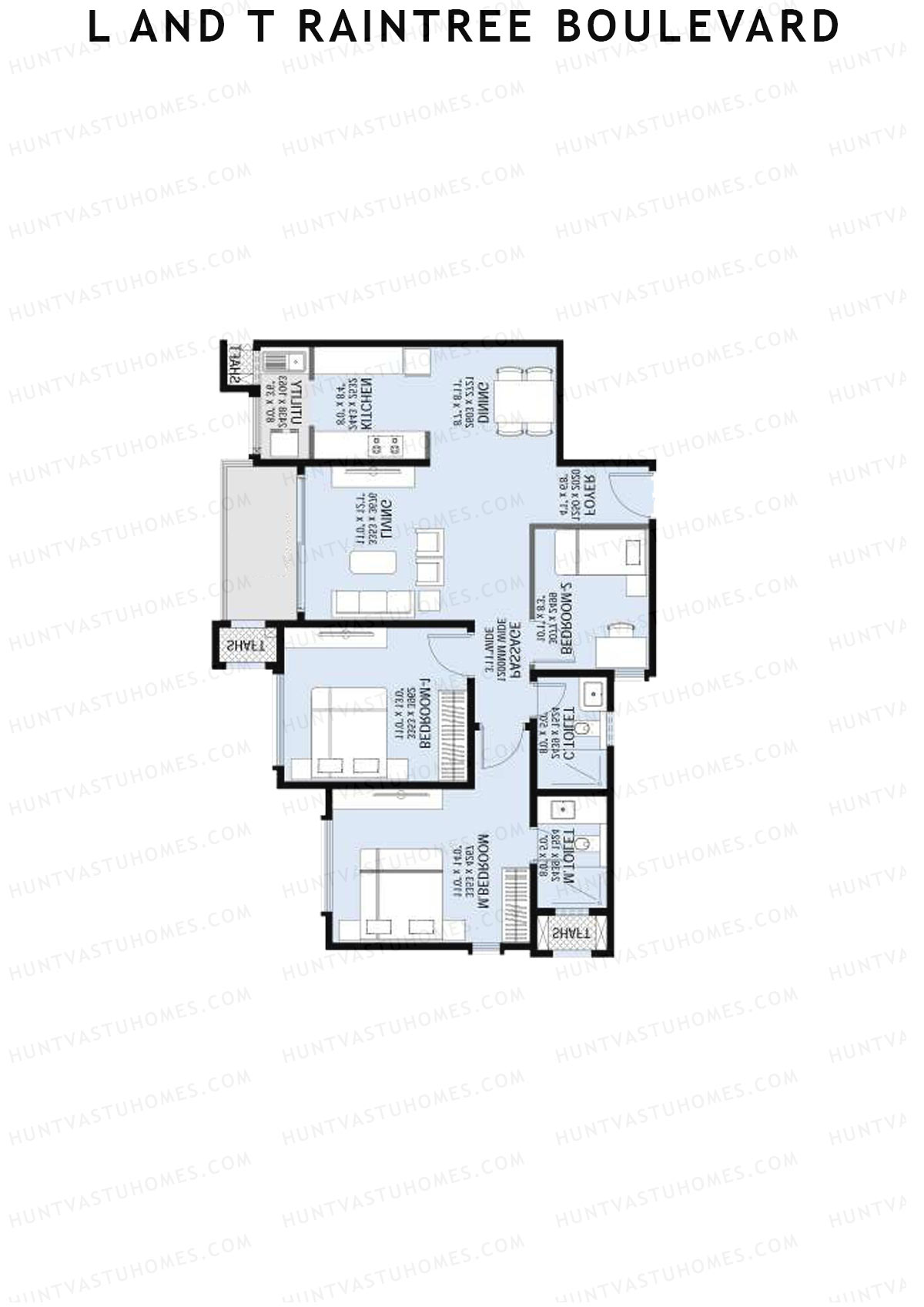 L and T Raintree Boulevard Tower 1 Unit 3 Floor Plan