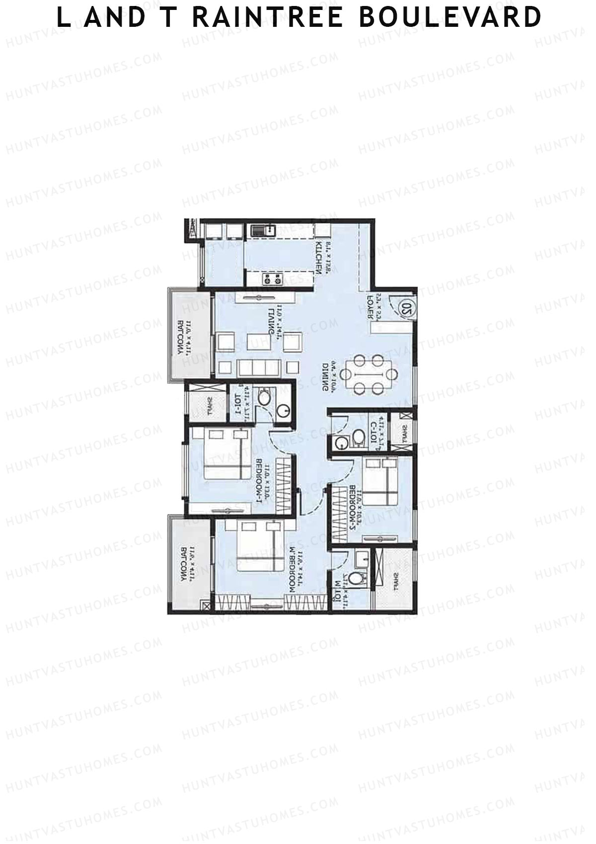 L and T Raintree Boulevard Tower 20 Unit 1 Floor Plan