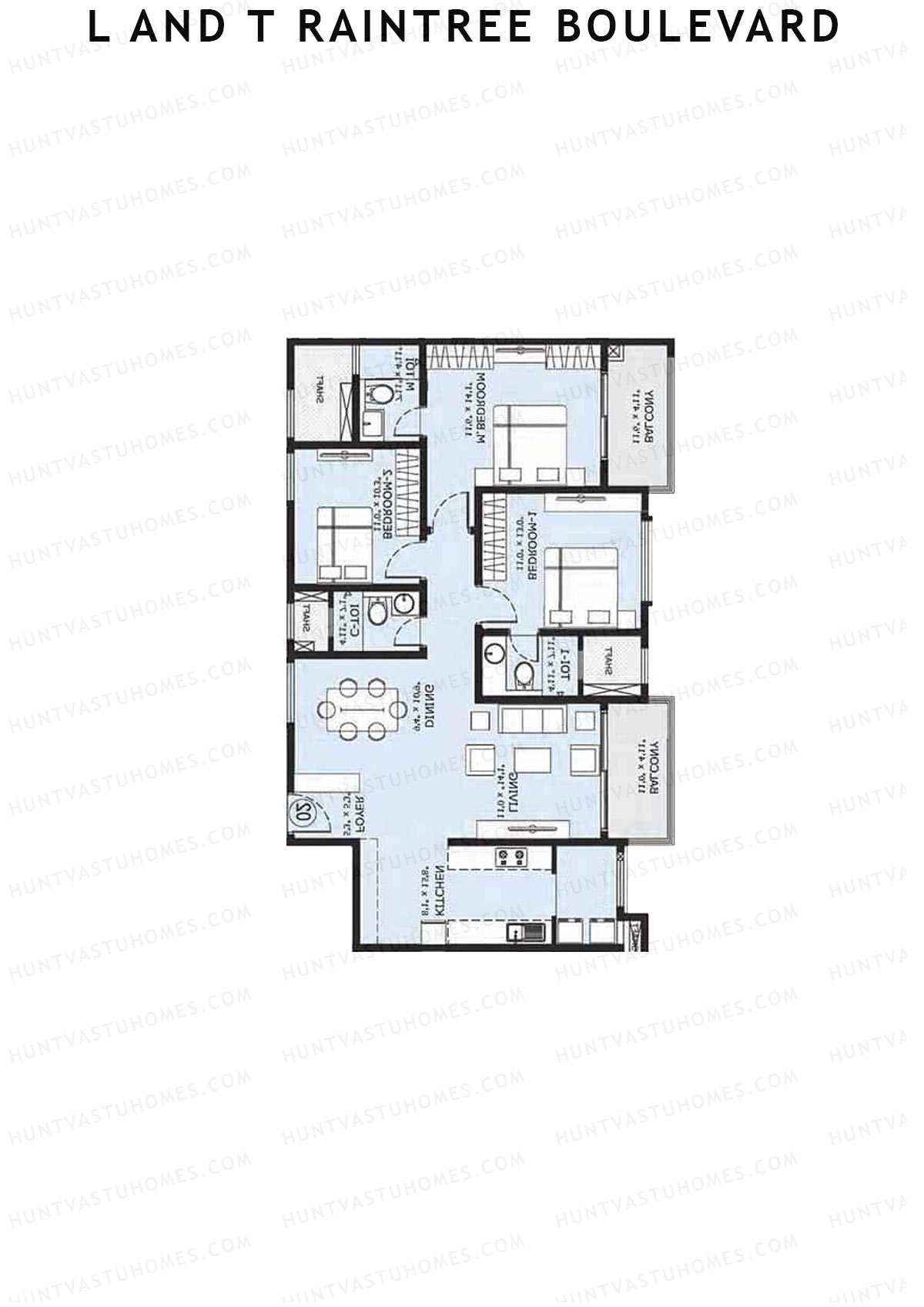 L and T Raintree Boulevard Tower 20 Unit 3 Floor Plan