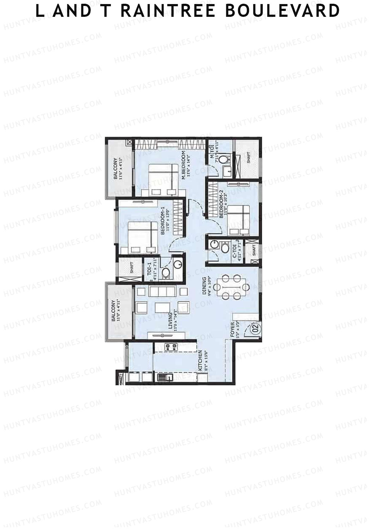 L and T Raintree Boulevard Tower 21 Unit 2 Floor Plan