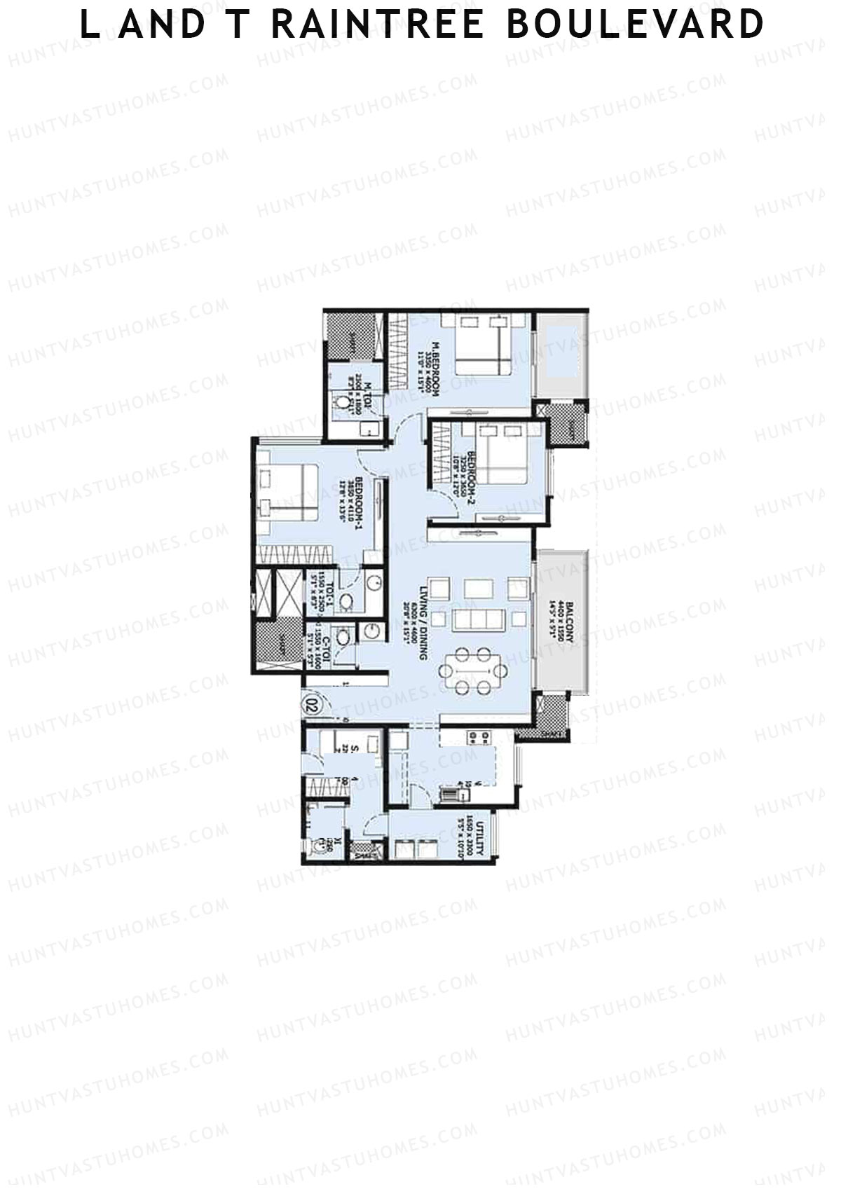 L and T Raintree Boulevard Tower 22 Unit 1 Floor Plan