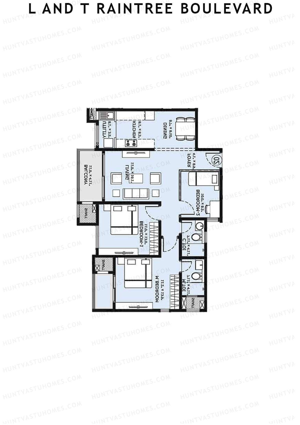 L and T Raintree Boulevard Tower 23 Unit 3 Floor Plan