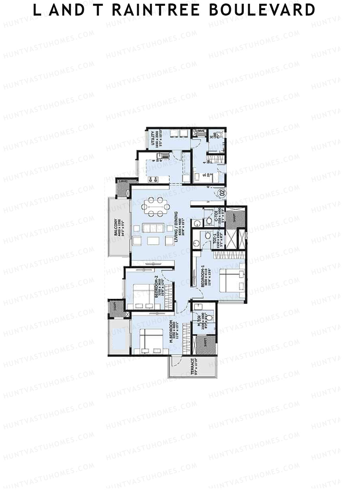 L and T Raintree Boulevard Tower 24 Unit 2 Floor Plan