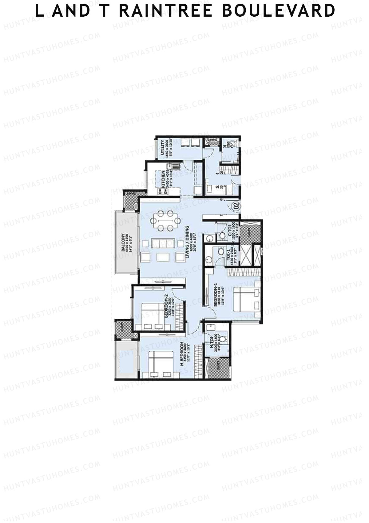 L and T Raintree Boulevard Tower 24 Unit 2 Floor Plan