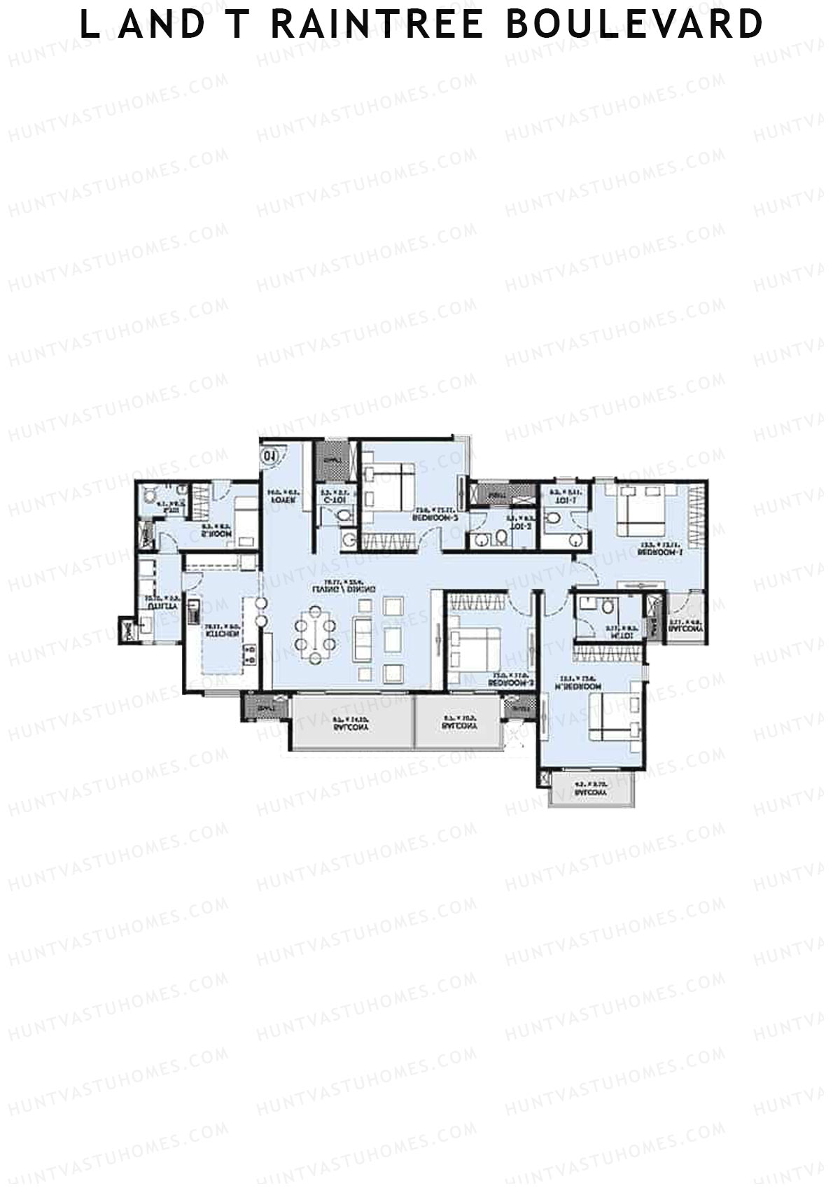 L and T Raintree Boulevard Tower 24 Unit 3 Floor Plan