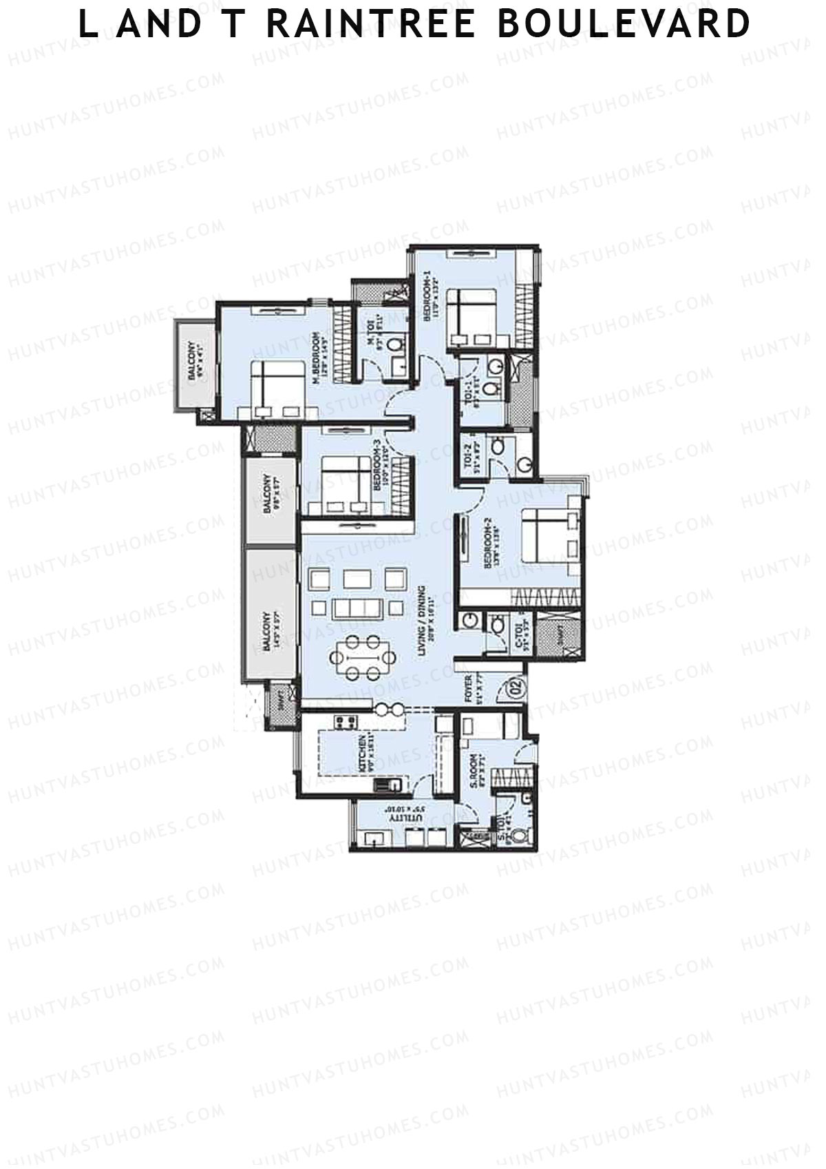 L and T Raintree Boulevard Tower 25 Unit 4 Floor Plan