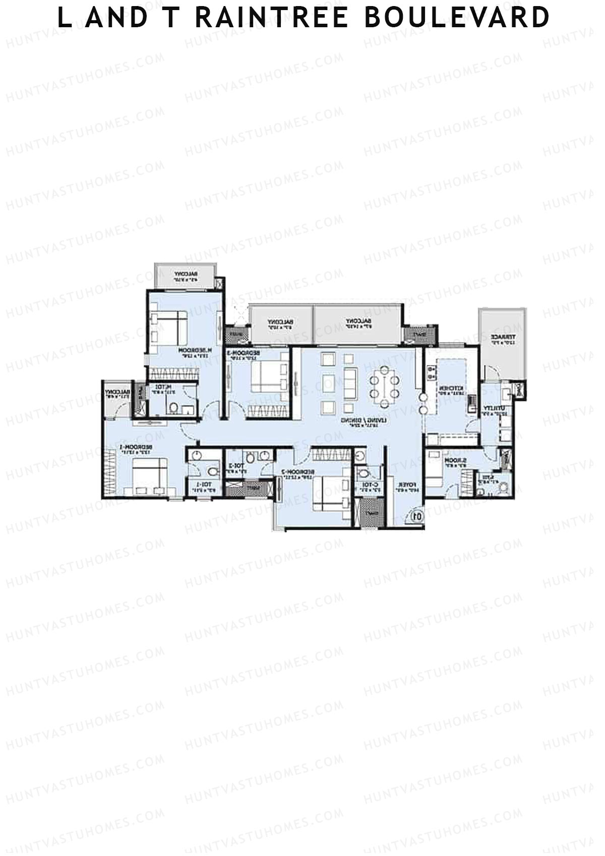 L and T Raintree Boulevard Tower 28 Unit 1 Floor Plan