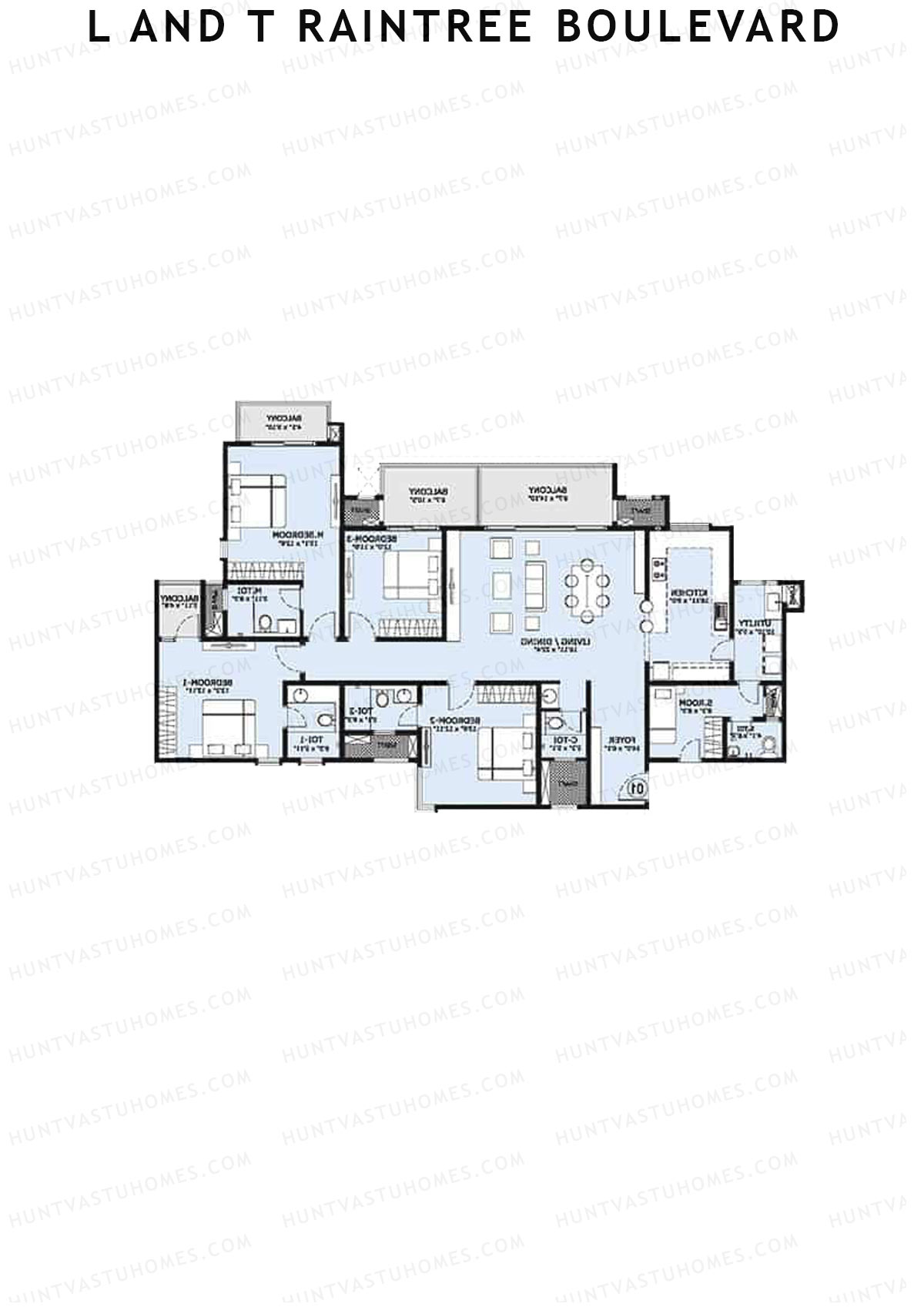 L and T Raintree Boulevard Tower 28 Unit 1 Floor Plan