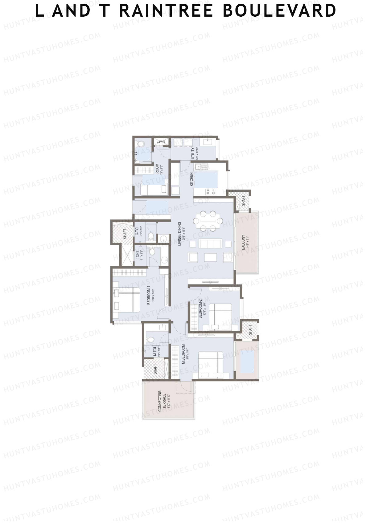 L and T Raintree Boulevard Tower 28 Unit 2 Floor Plan
