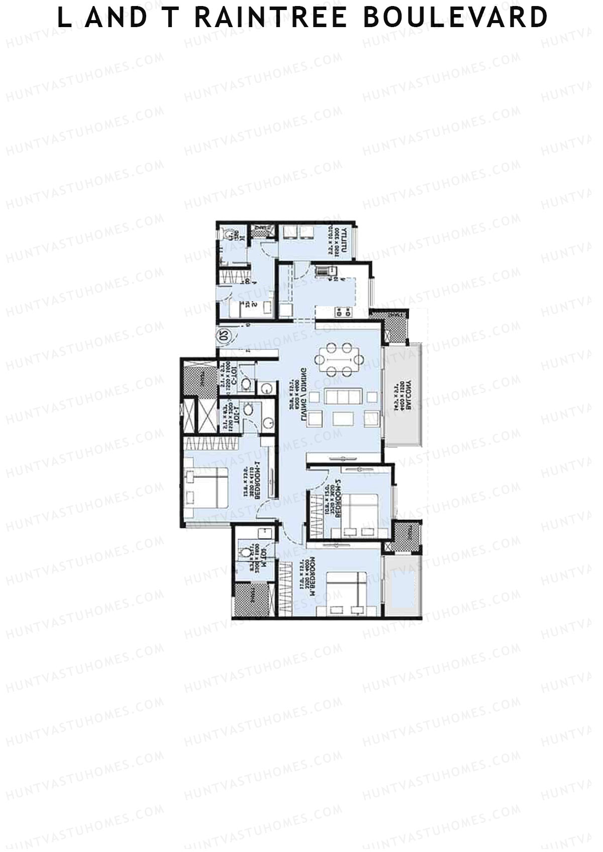 L and T Raintree Boulevard Tower 28 Unit 2 Floor Plan