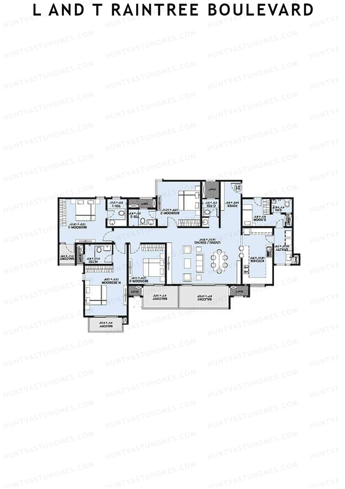L and T Raintree Boulevard Tower 28 Unit 3 Floor Plan