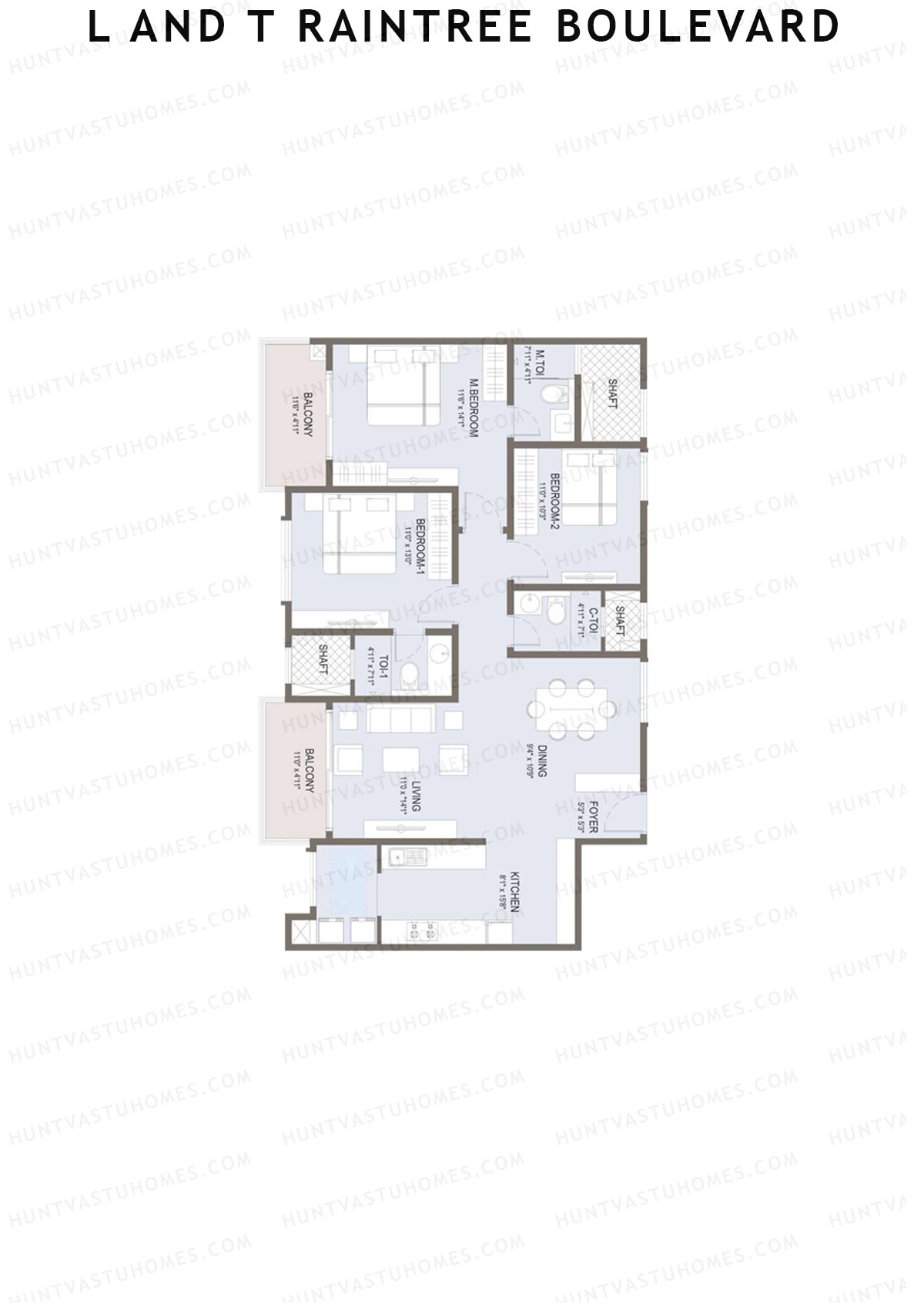 L and T Raintree Boulevard Tower 29 Unit 2 Floor Plan