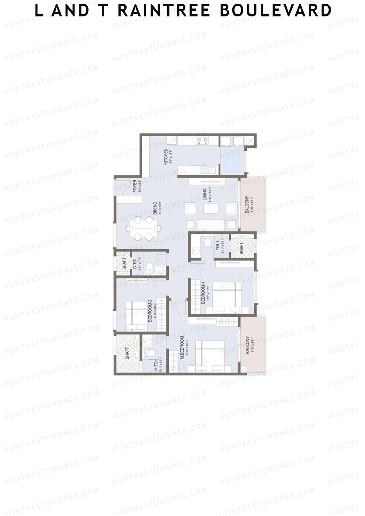 L and T Raintree Boulevard Tower 29 Unit 4 Floor Plan