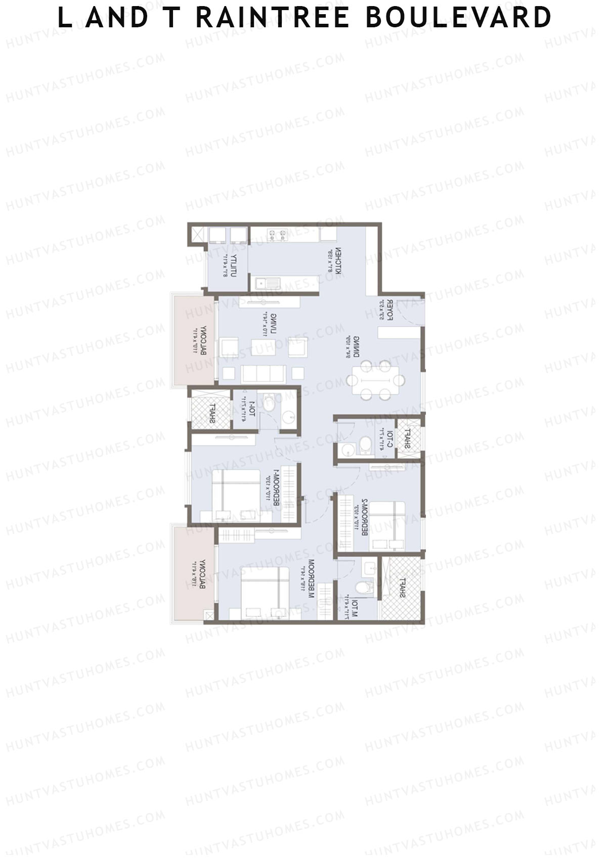 L and T Raintree Boulevard Tower 30 Unit 1 Floor Plan
