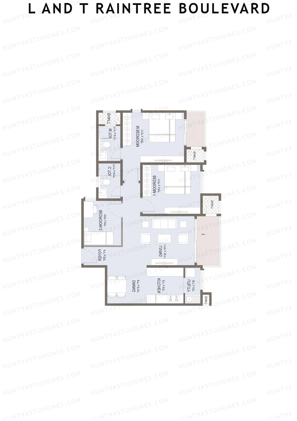 L and T Raintree Boulevard Tower 30 Unit 3 Floor Plan
