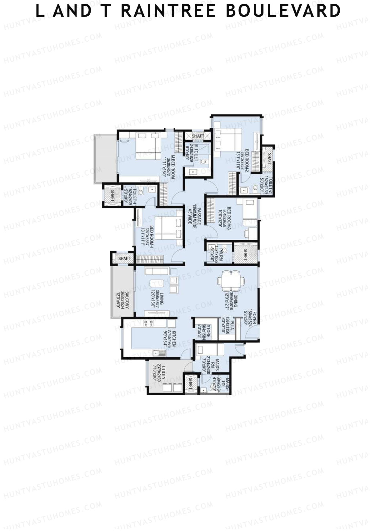 L and T Raintree Boulevard Tower 5 Unit 2 Floor Plan