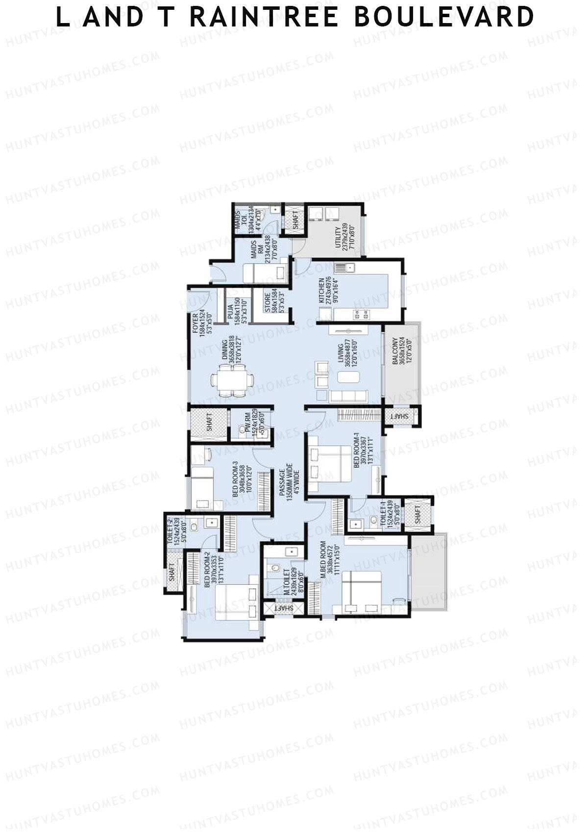 L and T Raintree Boulevard Tower 5 Unit 4 Floor Plan