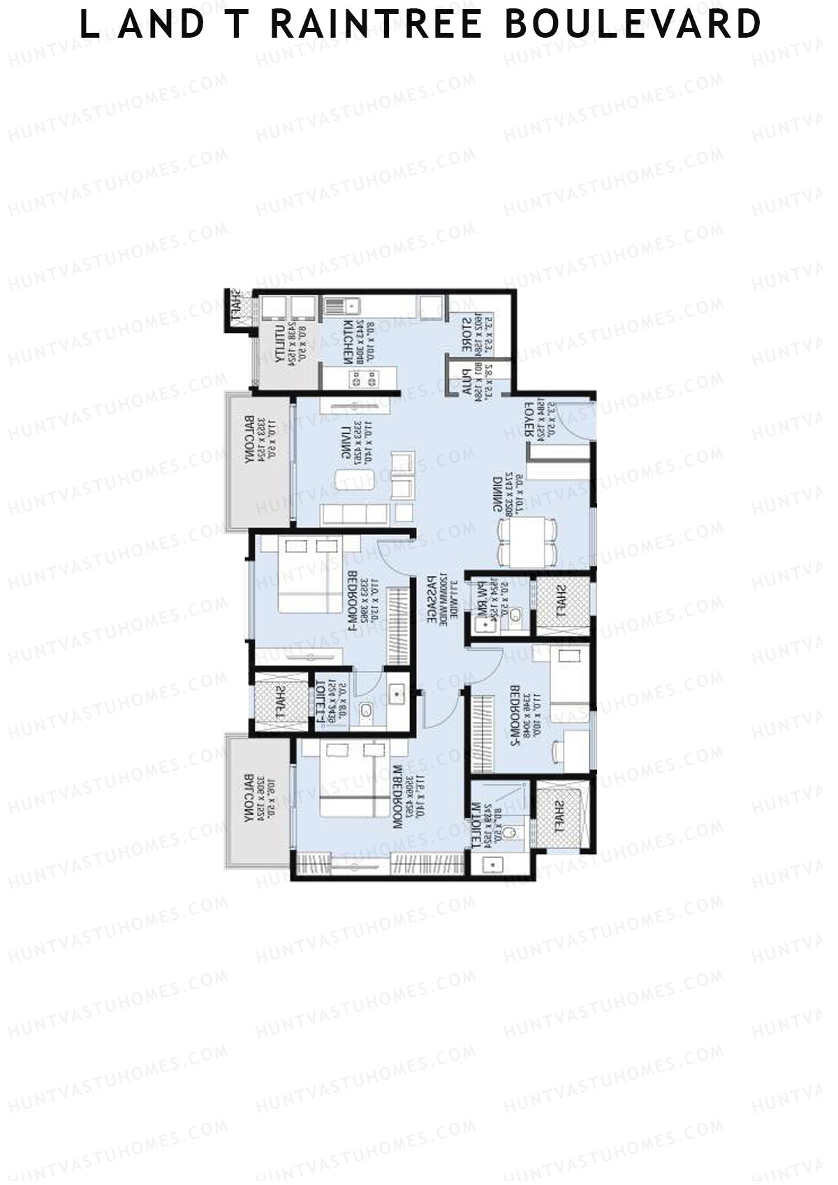 L and T Raintree Boulevard Tower 8 Unit 1 Floor Plan