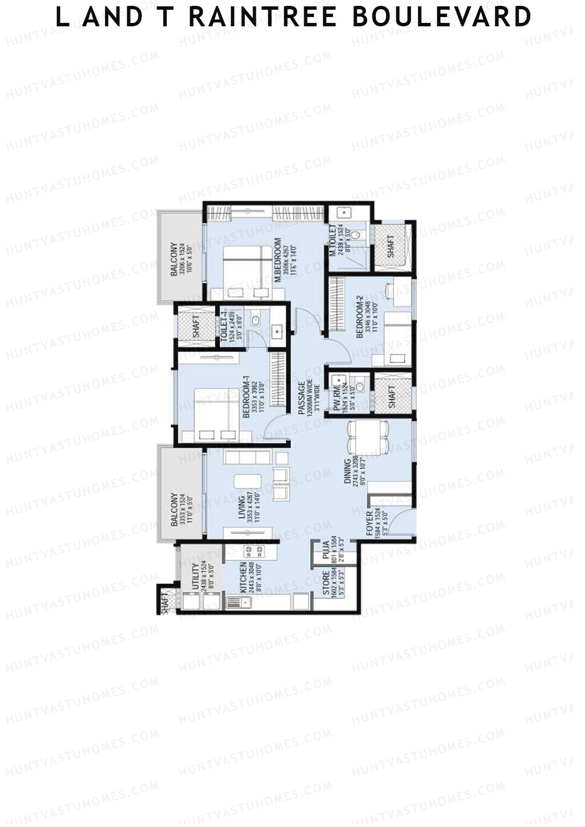 L and T Raintree Boulevard Tower 8 Unit 2 Floor Plan