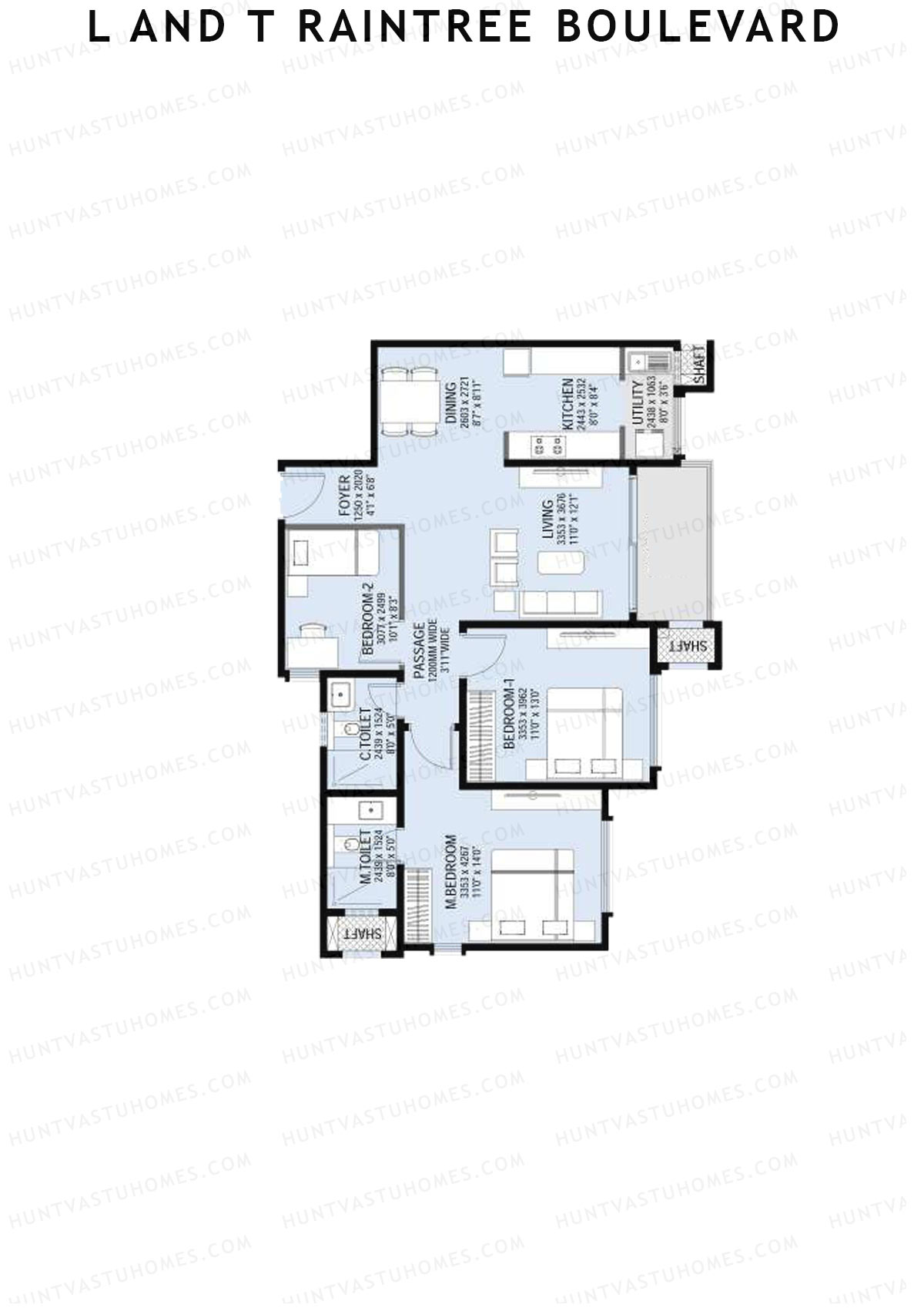 L and T Raintree Boulevard Tower 8 Unit 4 Floor Plan