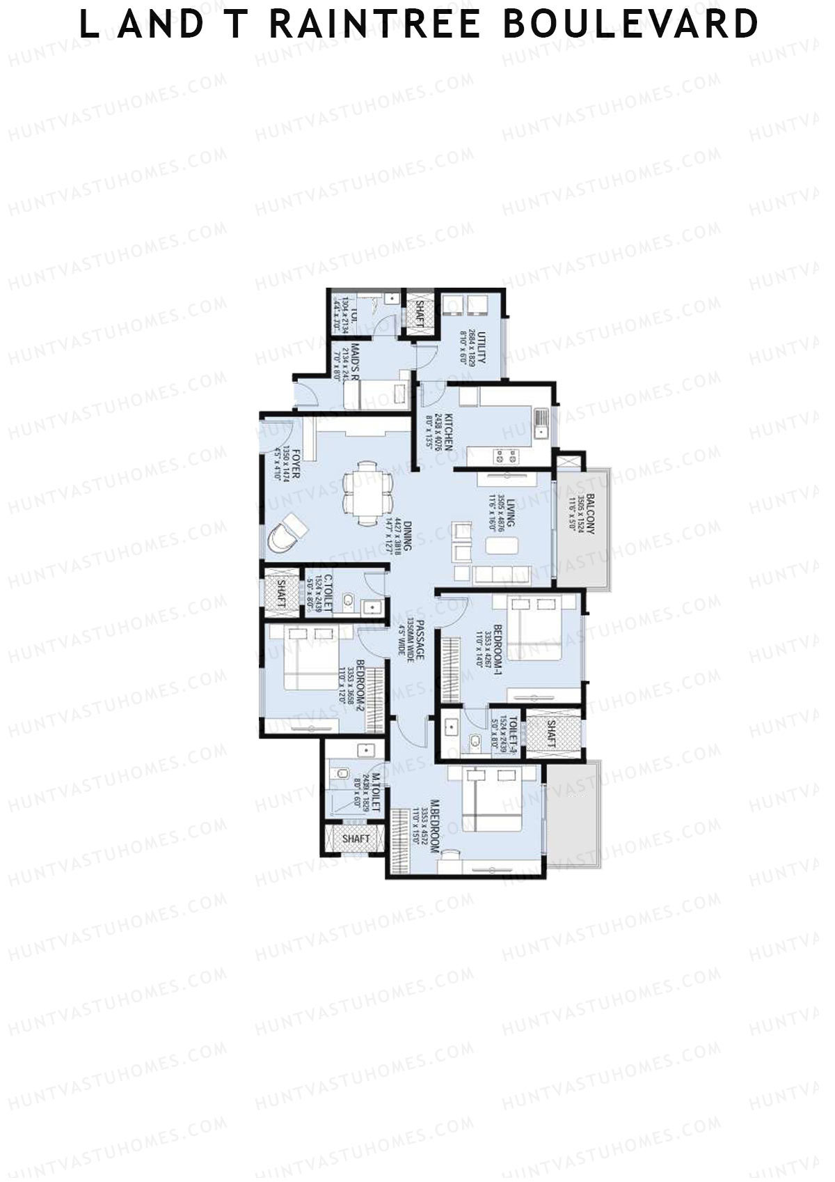 L and T Raintree Boulevard Tower 9 Unit 3 Floor Plan
