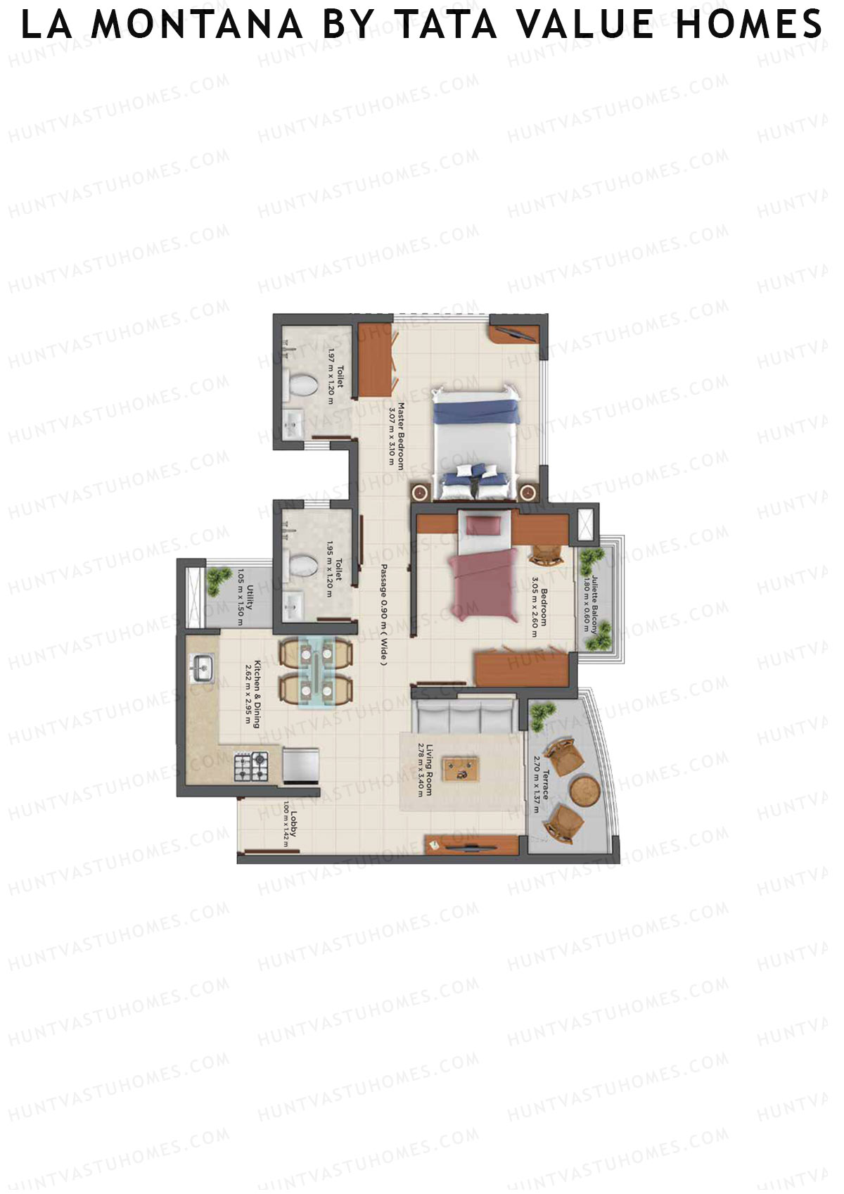 La Montana By TATA Value Homes, Sierra, Unit 1, 2BHK, Carpet Area 416   sq ft 