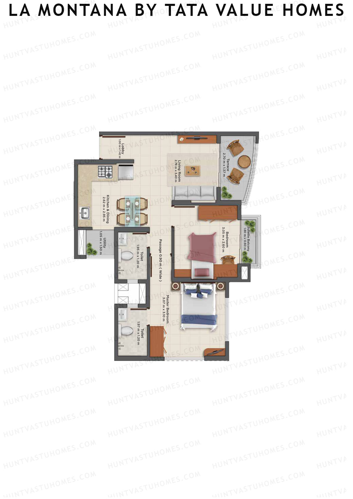 La Montana By TATA Value Homes, Sierra, Unit 4, 2BHK, Carpet Area 416   sq ft 