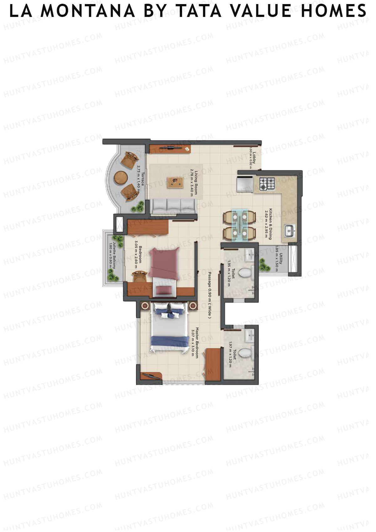 La Montana By TATA Value Homes, Sierra, Unit 5, 2BHK, Carpet Area 409   sq ft 