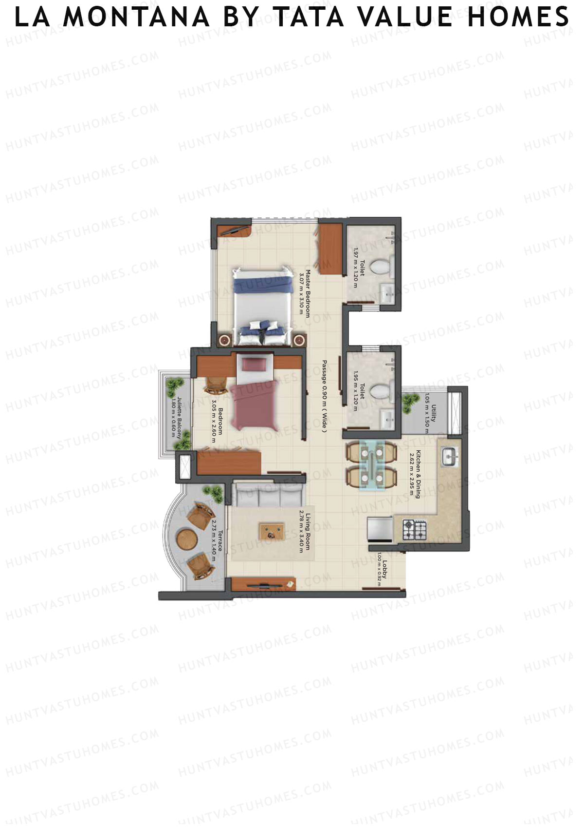 La Montana By TATA Value Homes, Sierra, Unit 8, 2BHK, Carpet Area 409   sq ft 