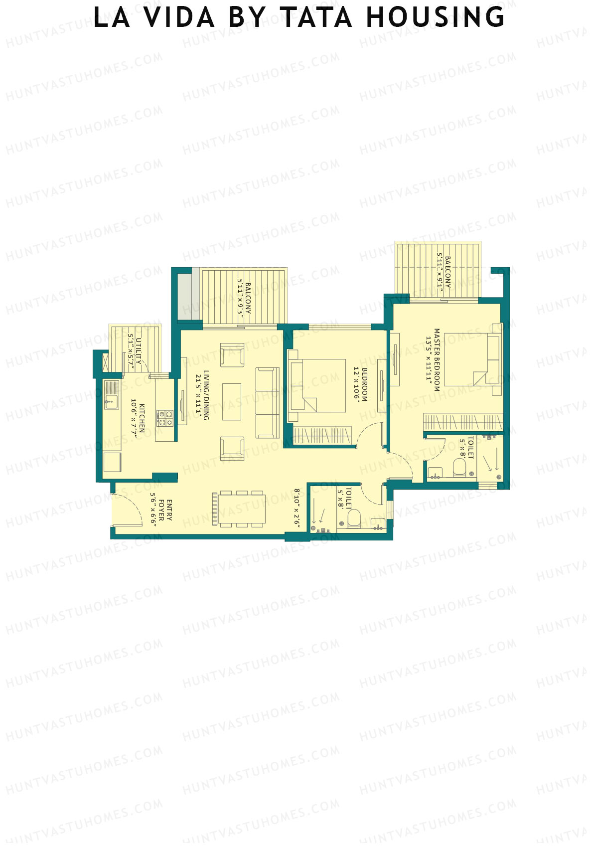 La Vida by Tata Housing Tower B3 Unit 3 Floor Plan