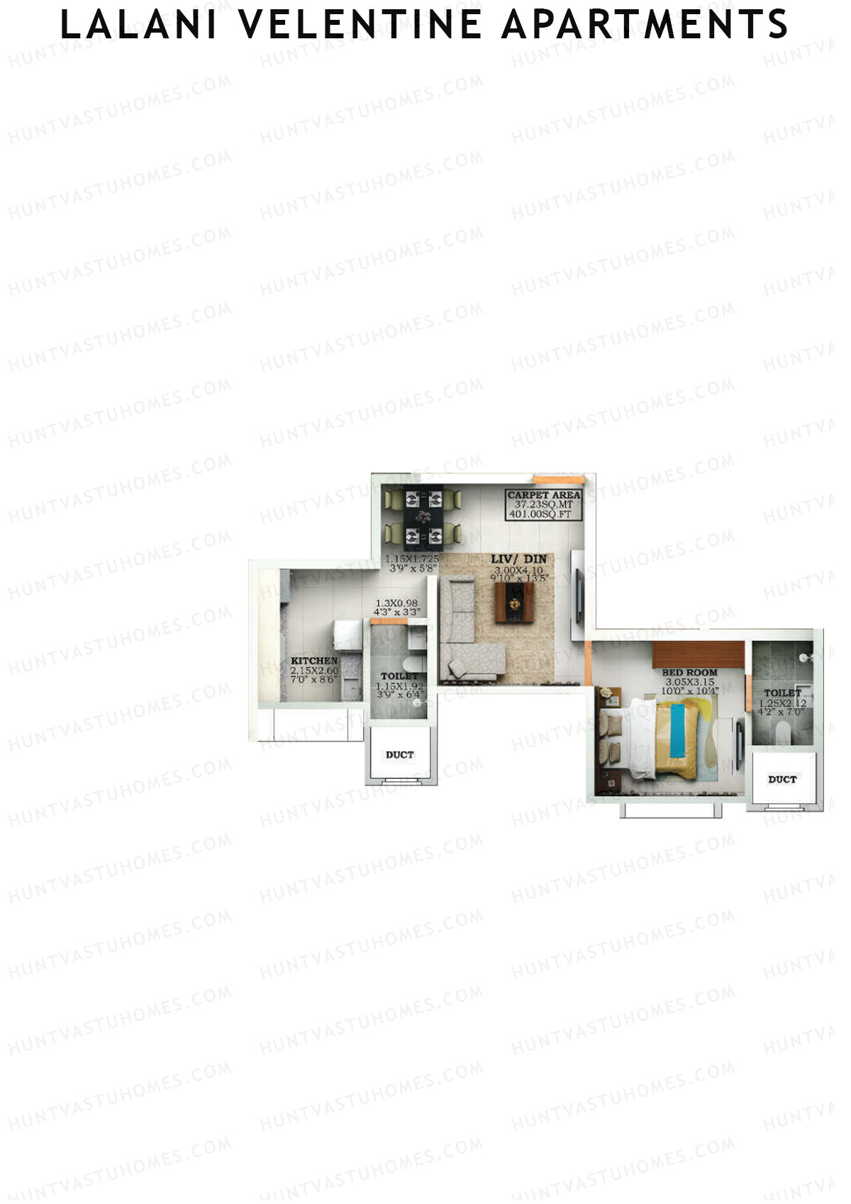 Lalani Velentine Apartments Wing D Unit 1 Floor Plan