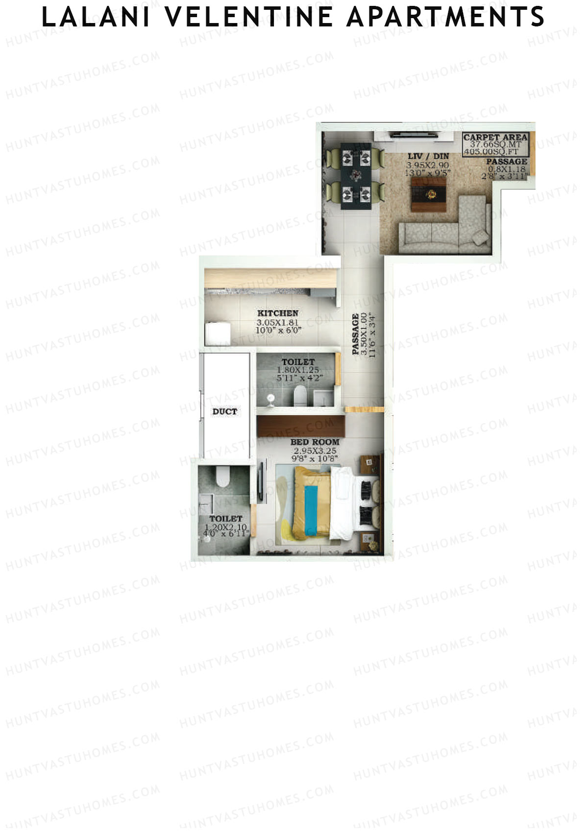 Lalani Velentine Apartments Wing D Unit 1 Floor Plan