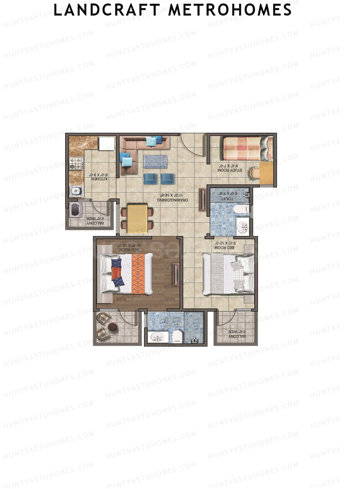 Landcraft Metrohomes Tower B Unit 13 (Type 4) Floor Plan