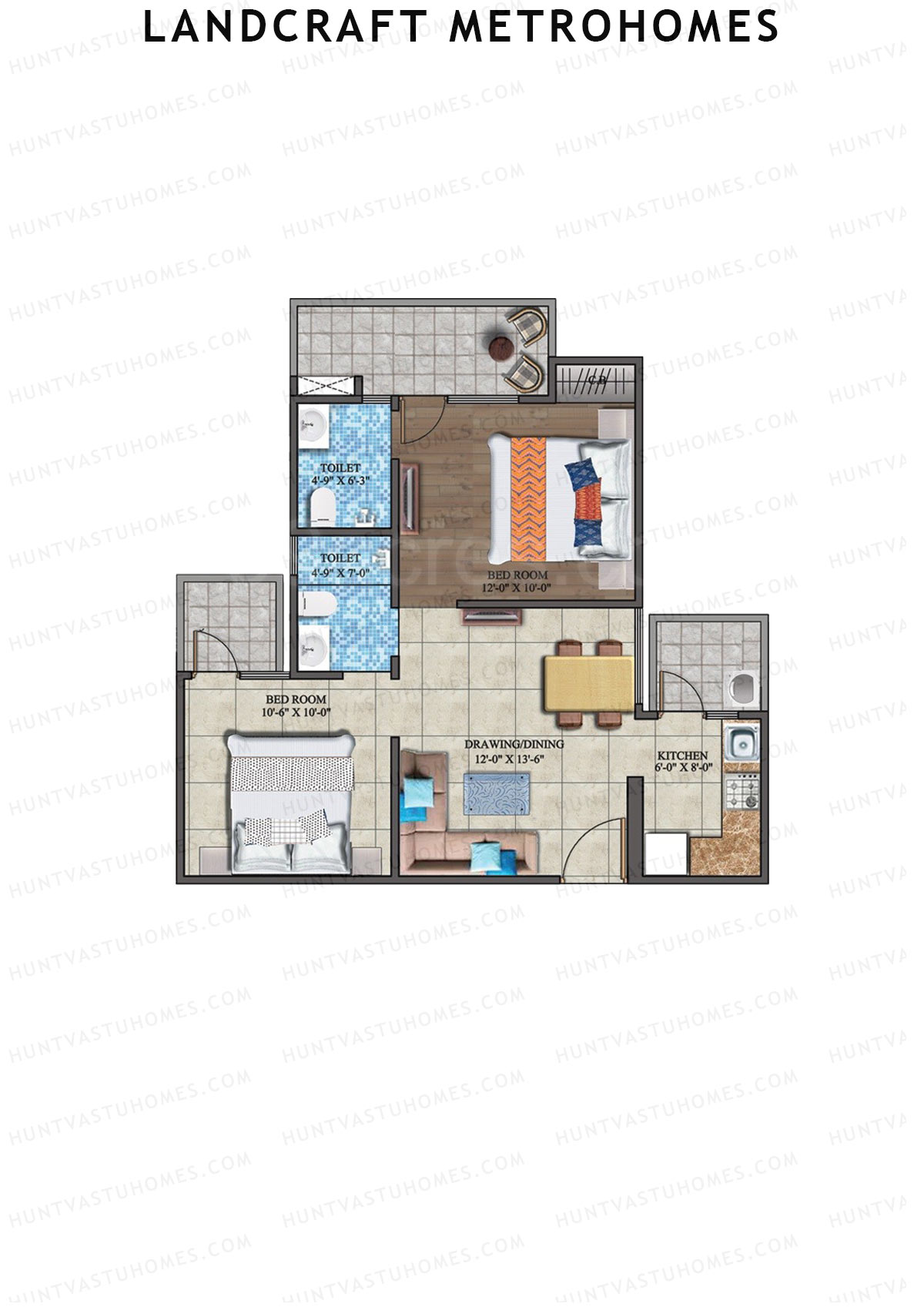 Landcraft Metrohomes Tower H Unit 92 (Type 6) Floor Plan