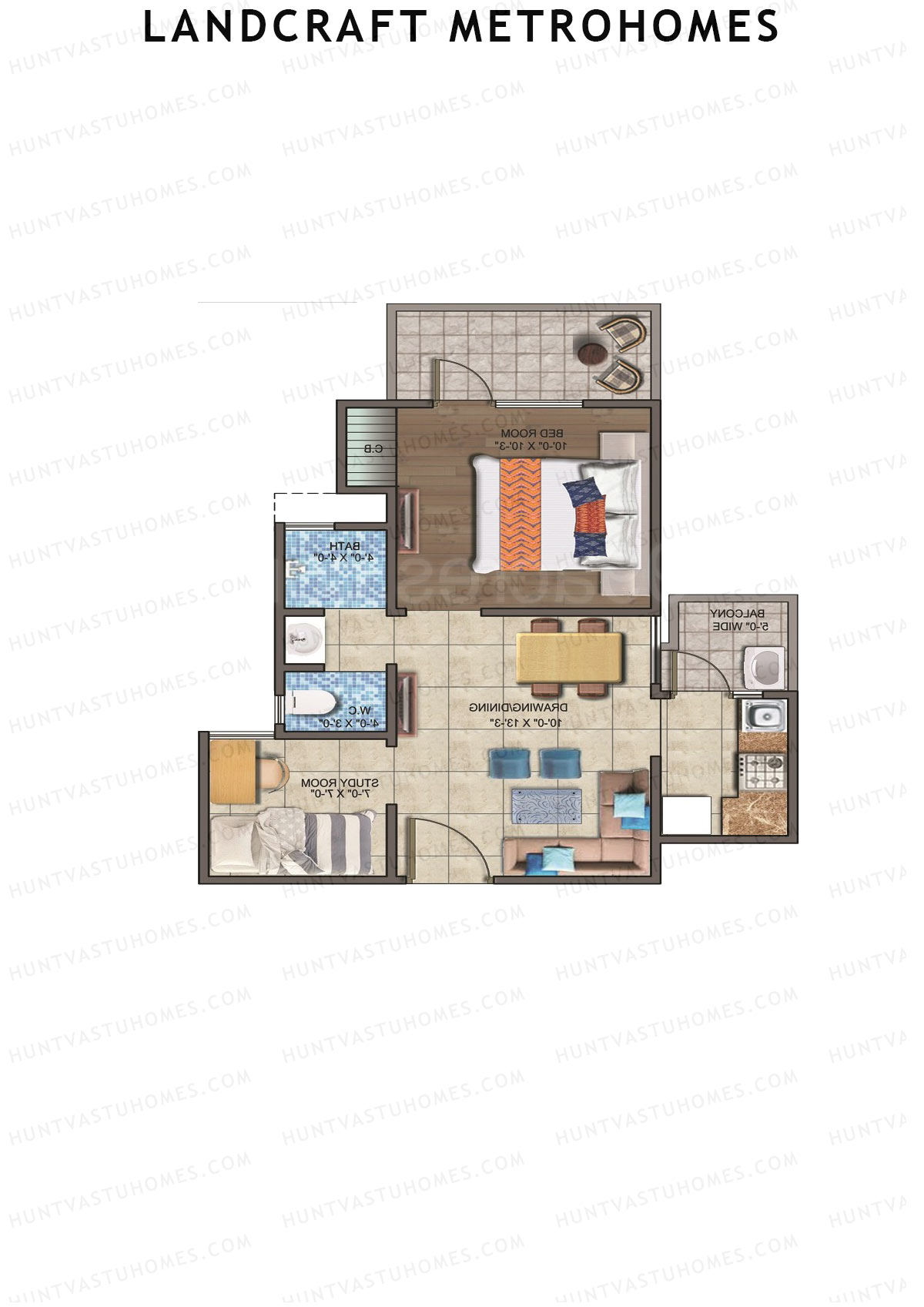 Landcraft Metrohomes Tower J Unit 110 (Type 1) Floor Plan