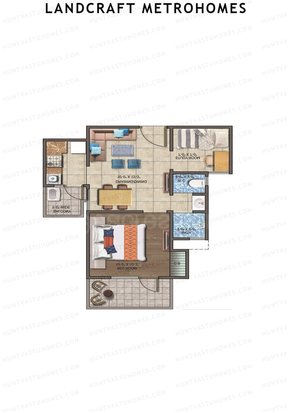 Landcraft Metrohomes Tower J Unit 98 (Type 1) Floor Plan
