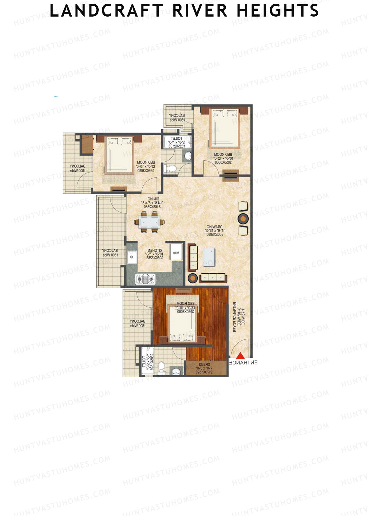 Landcraft River Heights Tower 16 Unit 1 (Type DX) Floor Plan