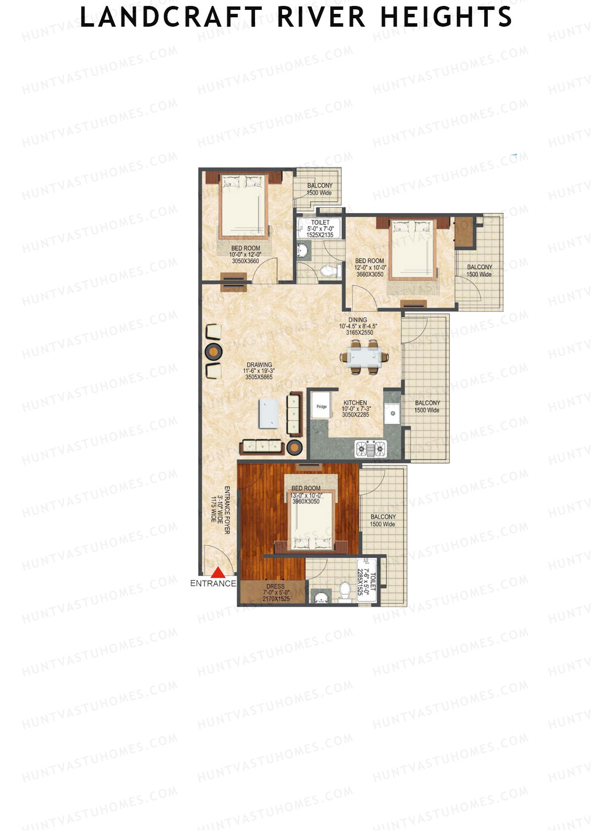 Landcraft River Heights Tower 16 Unit 2 (Type DY) Floor Plan