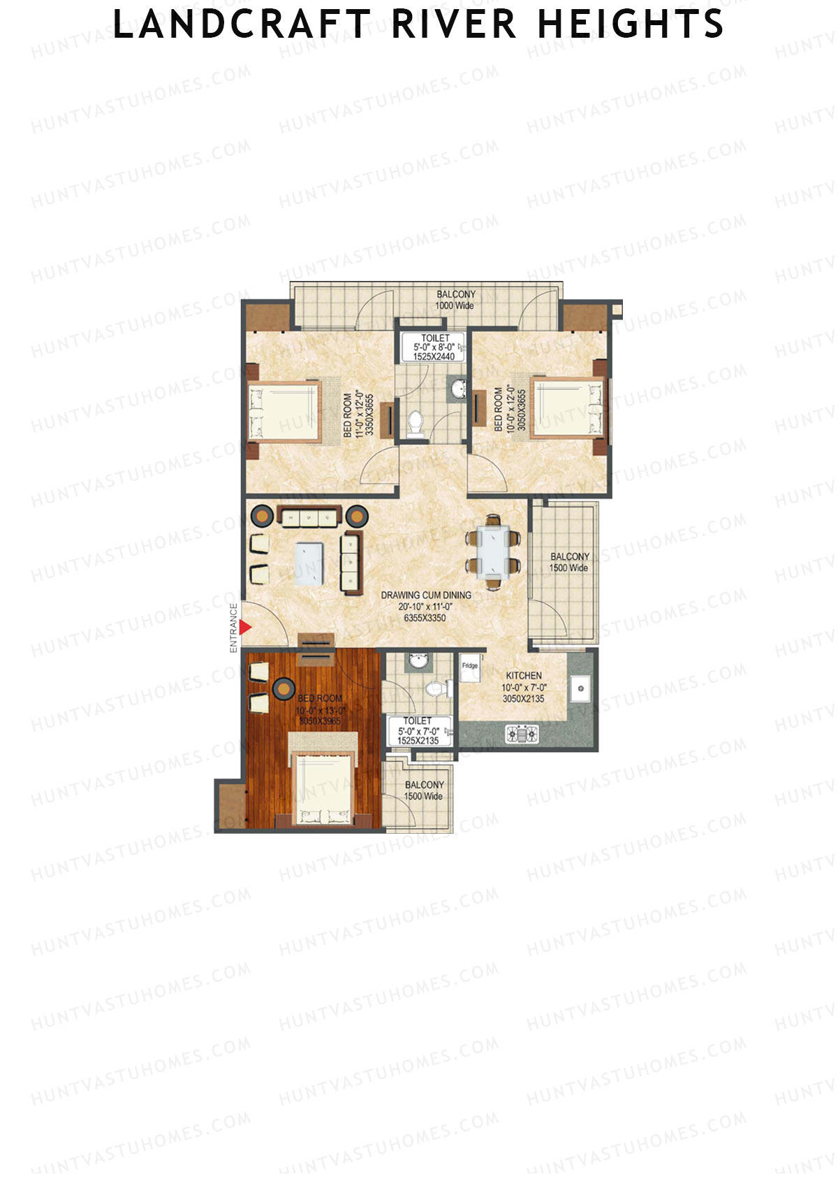 Landcraft River Heights Tower 16 Unit 3 (Type F) Floor Plan